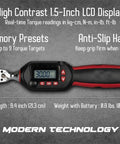 3/8 Inch Digital Torque Wrench With Dual Direction, 1.11-22.12 Ft-Lbs Range, 1.5-30 N-M, ±2% Accuracy, LED Alert And Buzzer