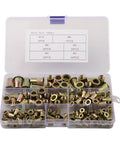 Rivet Nut Assortment Kit 150Pcs Six Sizes M3 M4 M5 M6 M7 M8 Zinc Plated Carbon Steel Threaded Inserts For Auto Repair, Furniture Assembly, Home Improvement And DIY Projects in organizer case