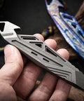 Dope Multitool Pry Bar Bottle Opener For Camping and Outdoors held in hand, heavy duty metal, keychain friendly design