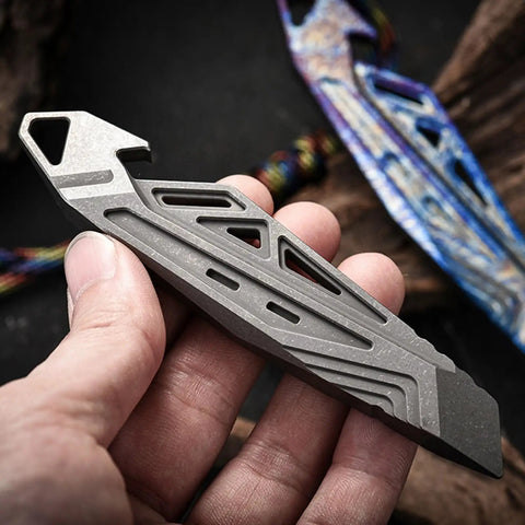 Dope Multitool Pry Bar Bottle Opener For Camping and Outdoors held in hand, heavy duty metal, keychain friendly design