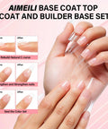 Builder Gel Nail Kit Dope With Base Coat And No Wipe Top Coat 3 Pack 10ml visible on hands with before and after results