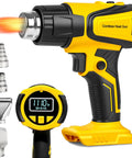 Cordless Heat Gun With Adjustable Temp 120F To 1110F LCD Display And LED Light Portable Hot Air Tool With 4 Nozzles
