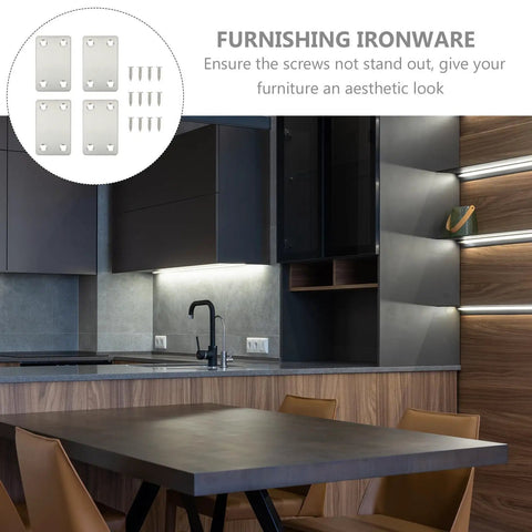 12 Pack Stainless Steel Straight Corner Brackets For Wardrobes And Cabinets Flat Brace Plates in modern kitchen setting