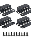 Stainless Steel Black Magnetic Cabinet Door Catch Set 4 Pack Magnetic Door Latches with screws for cabinets and drawers
