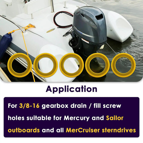 Premium Gearcase Drain Plug Seal Pack For A Tight Leak Free Gearbox Seal That Prevents Oil Leaks, Durable Marine Seal Washers For High Performance Gearcases, Heavy Duty For Inboards And Outboards