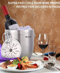 Ice Bucket With Lid And Strainer Set, Includes Scoop And Tongs, Double Wall Insulated Stainless Steel Keeps Ice Frozen Longer, Bar Ready For Cocktails, Parties, Wine Or Champagne On Any Counter, 3 Liter Capacity with wine bottle