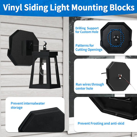 Paintable Black Vinyl Siding Mounting Block For Outdoor Lights And Fixtures Thick Textured Block With Snug Fit And Color Match To Seamlessly Blend In With Your Home Exterior And Boost Curb Appeal, 6.63-inch square