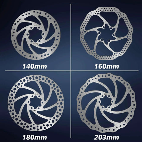 MTB Disc Brake Rotor Six Bolt 140mm 160mm 180mm 203mm Stainless Steel One Point Eight Millimeter Thick With 44mm Bolt Circle M5 Screws Included