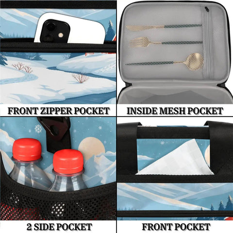 Insulated Picnic Backpack With Large 12x8.7x10 Inch Capacity Lunch Box Tote pockets and features close-up