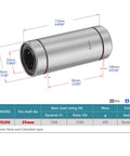 Diagram of Sealed Lengthened Linear Ball Bearing Set 25x40x112mm LM25LUU with dimensions and chrome steel details for CNC projects.