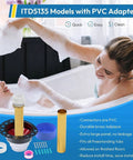 Freestanding Bathtub Drain Kit, Brass ABS Anti-Backflow for Home showing PVC adapter, featuring a durable brass tailpiece.
