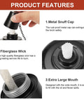 16oz Torch Replacement Canisters Four Pack Refillable Metal Torch Fuel Cans With Wicks And Snuff Covers for lanterns.