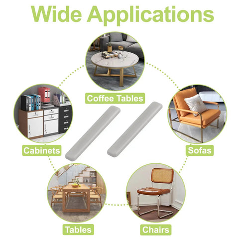 Heavy Duty Furniture Sliders Strips Roll Right Out On Carpet Or Hardwood Floor Sturdy Self Adhesive Glides for chairs and tables.