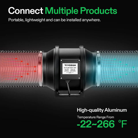 Visual of Heavy Duty 8 Inch Aluminum Foil Dryer Vent Hose For Efficient Airflow 25Ft Long Black Flexible Ducting Kit with temperature guide