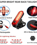 2 In 1 Kids Bike Lights And Horn Set For Night Rides, Rechargeable Headlight And Tail Light, 3 Lighting Modes, Up To 500 Lumens
