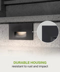 LED Recessed Step Light for Outdoor and Indoor Stairs 3CCT Dimmable Waterproof ETL Listed 3W 120LM 120V Hardwired Black