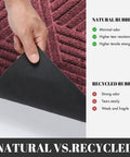 Comparison of natural vs. recycled rubber materials for All Season Waterproof Front Door Mat With Drainage Holes For Indoor Outdoor Use Heavy Duty Non Slip Doormat For Entrance Garage Patio And Entryway 29.5 By 17 Inches Red.