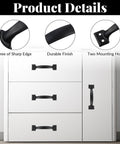 Two 5.5 Inch Black Door Pulls With Mounting Screws On White Cabinet Display, Free of Sharp Edge, Durable Finish, Two Mounting Holes
