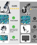 1080P USB Digital Microscope With Metal Stand 50X To 1000X Zoom Handheld Microscope Camera With 8 LED Lights Plug And Play Works With iPhone Android Windows Mac 4 In 1 USB Cable OTG Ready comparing image quality and stand stability