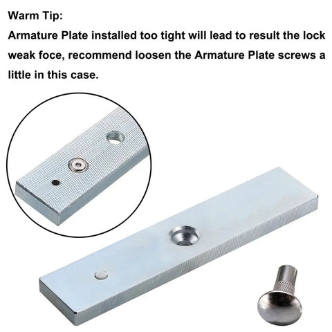 Armature plate for Beefed Up Heavy Duty Electric Magnetic Lock With 500Kg Holding Force for Single Door with screw, text included.