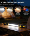 Rechargeable LED Work Light Bar With Magnetic Mount 5200mAh Battery 3000 Lumen under hood mechanic light on table outside tent