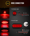 Heavy Duty Steel Trailer Light Box Kit DOT Approved 6 Inch Oval Red Tail Lights 10 LED And 2 Inch Red Round Side Marker Lights
