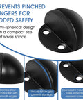Ditch The Door Swinging Wild And Save Your Paint With These Heavy Duty Floor Mounted Door Stop Pair Black Anti Slam Wall Protectors, semi-spherical design