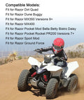 Child riding a quad bike in desert, compatible with 4 Pin 2 Wire Battery Wiring Harness For Dirt Quad MX350 MX400 PR200 Pocket Mod.