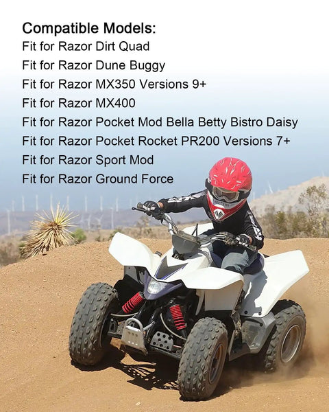 Child riding a quad bike in desert, compatible with 4 Pin 2 Wire Battery Wiring Harness For Dirt Quad MX350 MX400 PR200 Pocket Mod.