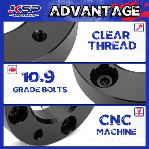 Two Inch Front Lift Kit For Ram 1500 2009 To 2026 4WD And Dakota 2005 To 2011 2WD 4WD And Raider 2006 To 2009 Aluminum CNC Strut Spacers