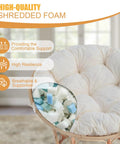 Papasan Chair Cushion 48 Inch Square Thick 6 Inch Cushion With Thick Corduroy Cover Beige Cushion Only For Egg Chair and Floor Cushions