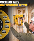 Man using Cordless 3 In 1 Brad Nailer And Narrow Crown Stapler Compatible With Dewalt 20V Battery Platform for woodworking.