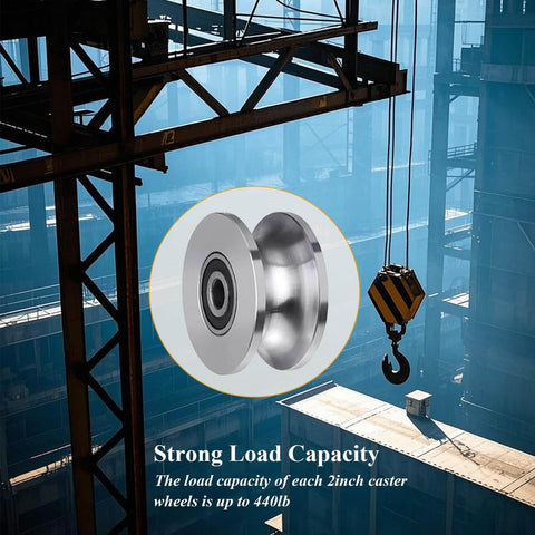 Stainless Steel U Groove Gate Roller Kit For Barn Doors Beefed Up Heavy Duty Cable Pulley Block With Bearing Quiet Smooth Sliding 4.8 cm Wheel