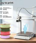 3D printer with a light blue vase and Matte PLA Filament 1.75mm Light Blue 1kg Spool Fits Most FDM 3D Printers in background.