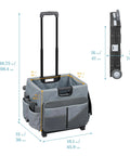 Universal Rolling Cart With Canvas Organizer Bag For Classrooms And Offices On Wheels Mobile Storage image with dimensions.