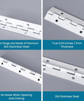 Four Pack 8 Inch Heavy Duty Piano Hinges White Stainless Steel Continuous Hinge For Cabinet Doors Woodworking Furniture Tool Storage Boxes 1.2 Inch Open Width 304 Stainless Rust Proof Built To Last, 304 stainless steel, 8-inch hinge