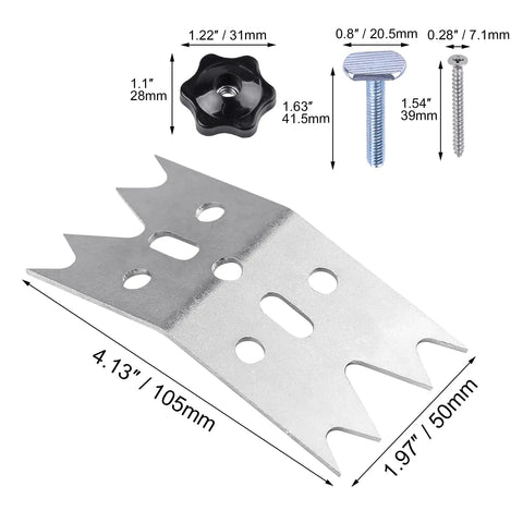 Dimensions of Six Piece Slab Clamping Dogs Set For Woodworking, Bench Dogs Router Sled For CNC And Panel Processing components.