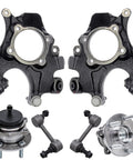 Rear Loaded Knuckles Kit For Hyundai Santa Fe 2007 To 2009 And Veracruz 2007 To 2012 Fwd With 2 Steering Knuckles 2 Wheel Bearing Hubs 2 Sway Bar Links Replacement displayed
