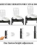 Heavy Duty Elevated Pet Feeding Station With Adjustable Height Base showcasing 3 height settings for comfortable feeding.
