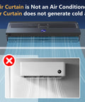 72 Inch Black Commercial Air Curtain, 2350 CFM Heavy Hitter Indoor Entrance Fan with airflow illustration.