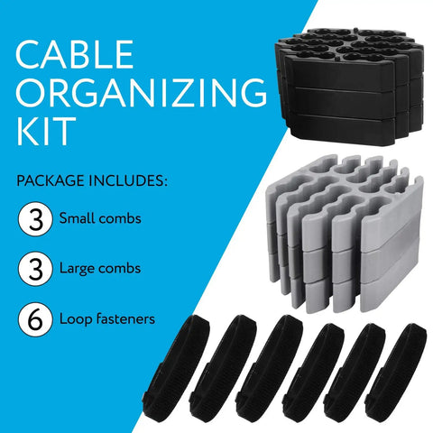 Cable Comb Organizer Kit For Neat Wire Management Includes 6 Straps And 6 Inserts Handles Up To 24 Cables Cat6a Ready