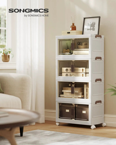 48 Quart Stackable Storage Cabinet With Wheels And Foldable Rolling Organizer Cart Featuring Easy Rollout Setup Straight Up Spacious Fabric Cubes Plus Lid As Game Changer Closet Solution