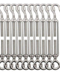 Stainless Steel Turnbuckle Set for Cables and Wires 304 Grade Turnbuckle Hook and Eye Tensioners Pro Grade All Weather
