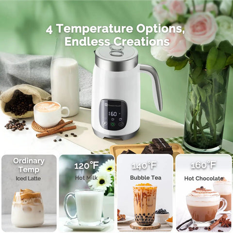 Barista Vibe DualFro 400 Milk Frother And Steamer With Variable Temperature And Froth Thickness showcased on a kitchen counter.