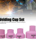 Ultimate Garosa Ceramic Welding Cup Set With Alumina High Temp Resilience For WP17 18 And 26 Torch Gear, featuring four pink ceramic cups.