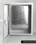 Inside view of Heavy Duty Carbon Steel Electrical Enclosure 16x12x8 with Grip Tight Lock, Nema 4x rated.