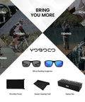 Wrap Around Bifocal Sunglasses With Built In Readers 1.25 For Driving And Sports Use With Blue Or Black Frames displayed with accessories