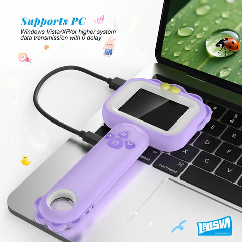 Portable Pocket Microscope For Kids With 2.4 Inch IPS Screen 1080P HD View, 8 Adjustable LEDs, 500x Magnification And 4x Zoom, Lion Themed STEM Toy Gift For 3 To 10 Year Old Boys And Girls on laptop