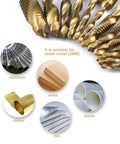 Beast Titanium-Coated High Speed Steel Drill And Tap Bits Set with material suitability for aluminum, wood, copper, plastic.