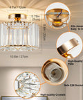 7.9 Inch Modern Crystal Ceiling Light Fixture LED Mini Crystal Chandelier with Premium K9 Crystal and Stainless Steel Finish